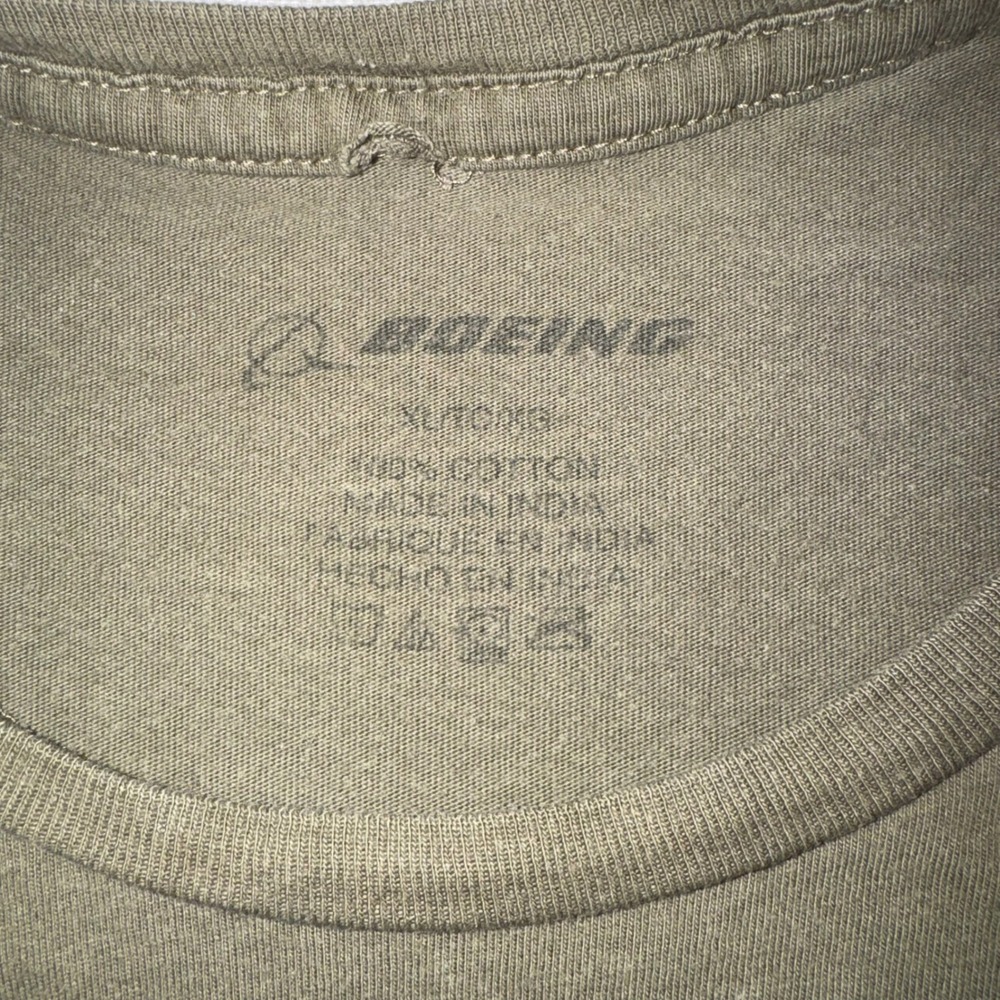 Boeing Mens Olive Green Distressed Graphic T-Shirt XL Property Of Boeing 1916 - Picture 4 of 7